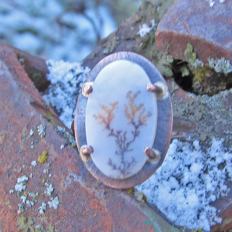 Unique Handcrafted Agate Size 5 Copper Ring - One of a Kind