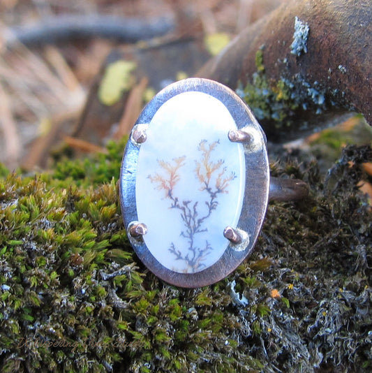 Unique Handcrafted Agate Size 5 Copper Ring - One of a Kind