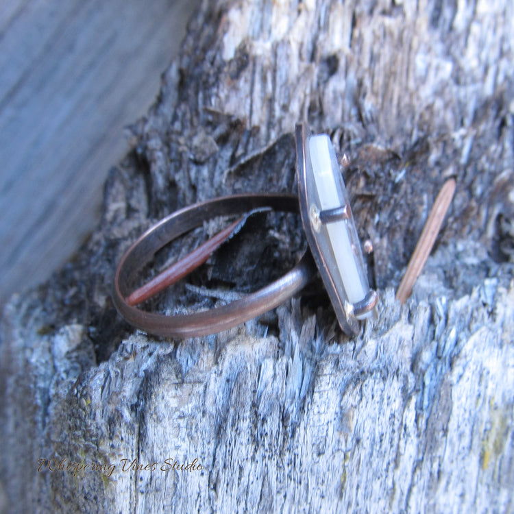 Unique Handcrafted Agate Size 5 Copper Ring - One of a Kind
