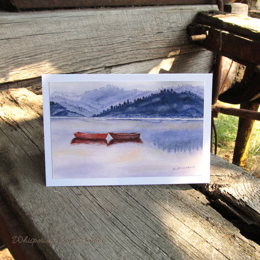 Boats and River Landscape Notecard Series, 4x6 Blank Greeting Cards, Original Watercolor Prints