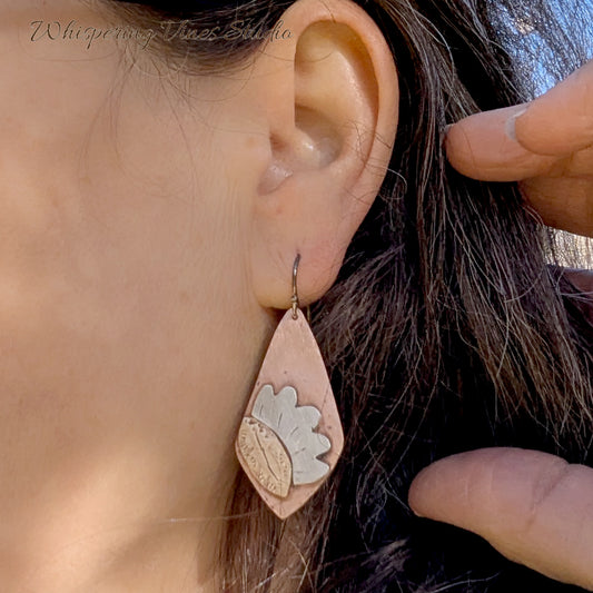 Boho Sunflower Handcrafted Earrings with Sterling Silver Ear Wires