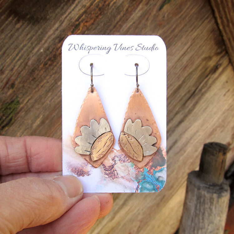 Boho Sunflower Handcrafted Earrings with Sterling Silver Ear Wires