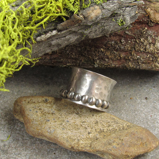 Handcrafted Sterling Silver Spinner Ring with Beaded Wire