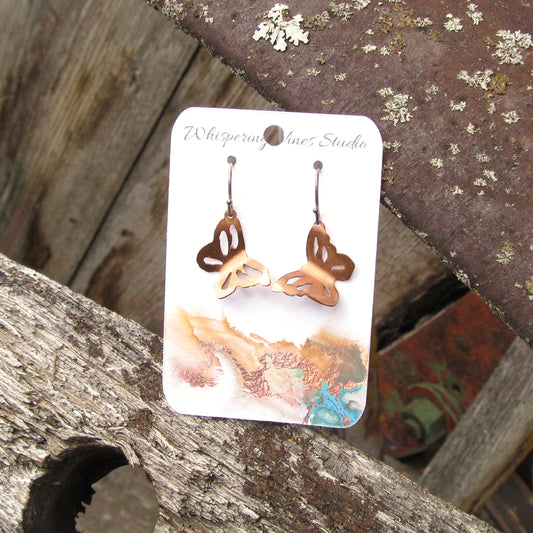 Hand Cut Butterfly Earrings with Sterling Silver Ear Wires