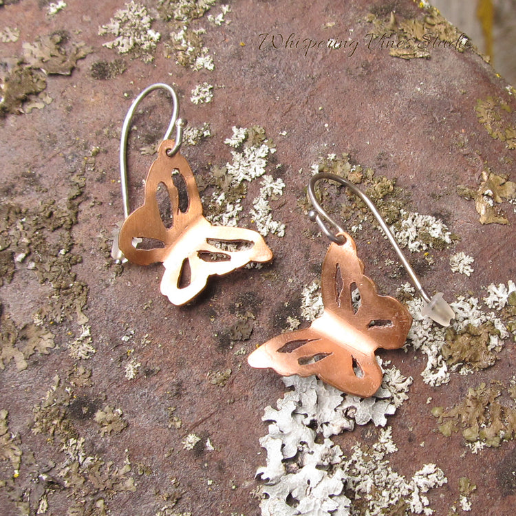 Hand Cut Butterfly Earrings with Sterling Silver Ear Wires