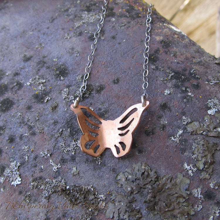 Hand-Crafted Butterfly Pendant Necklace with Sterling Silver Chain