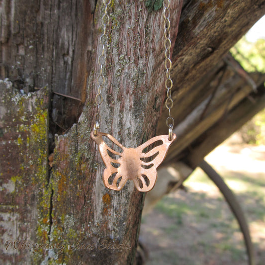 Hand-Crafted Butterfly Pendant Necklace with Sterling Silver Chain