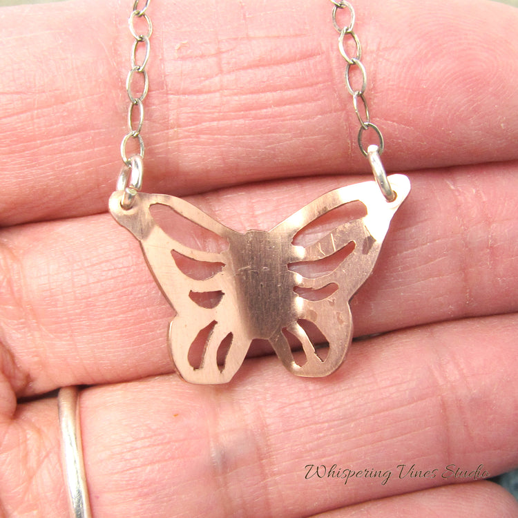 Hand-Crafted Butterfly Pendant Necklace with Sterling Silver Chain