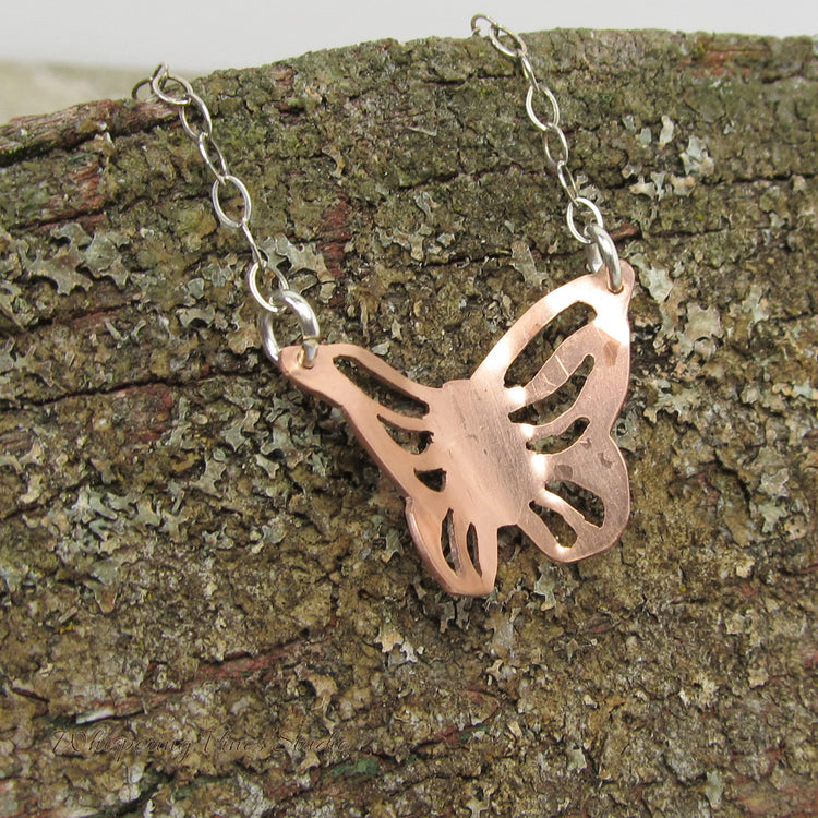 Hand-Crafted Butterfly Pendant Necklace with Sterling Silver Chain