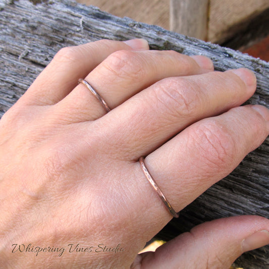 Montana-Crafted Copper Stacker Ring with Light Patina