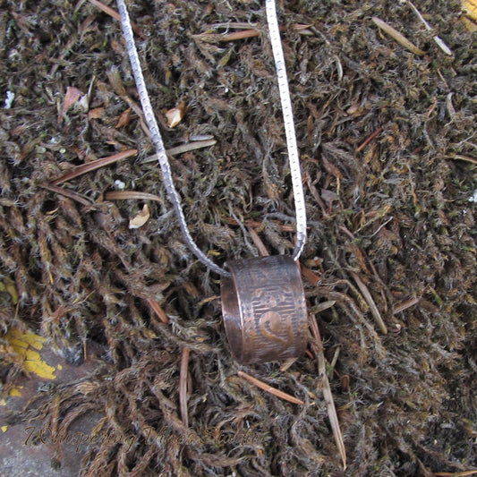 Handcrafted Embossed Ring Necklace with Sterling Silver Chain - Made in Montana