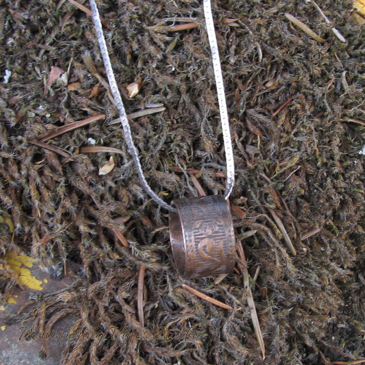 Handcrafted Embossed Ring Necklace with Sterling Silver Chain - Made in Montana