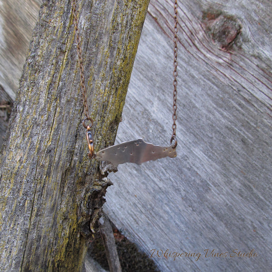Handcrafted Sterling Silver Hooked Trout Pendant Necklace with Copper Chain
