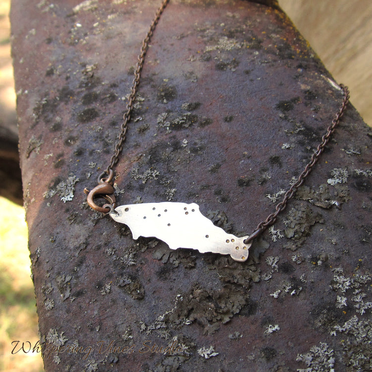 Handcrafted Sterling Silver Hooked Trout Pendant Necklace with Copper Chain