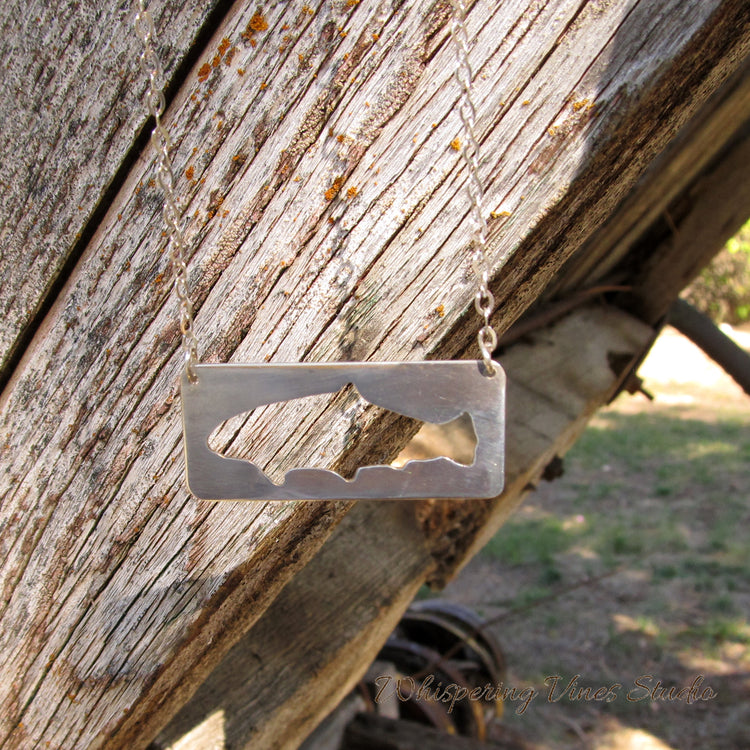 Handcrafted Sterling Silver Trout Silhouette Necklace