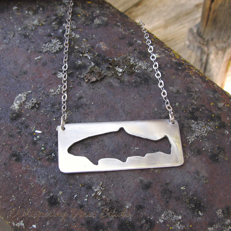Handcrafted Sterling Silver Trout Silhouette Necklace
