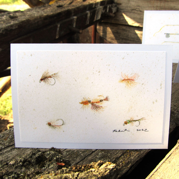 Fishing Themed Notecards Set 4x6 – Featuring Rainbow Trout, Fly Ties & Fly Rods Inspired by Original Watercolor Paintings