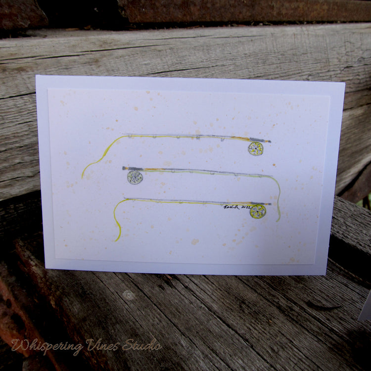 Fishing Themed Notecards Set 4x6 – Featuring Rainbow Trout, Fly Ties & Fly Rods Inspired by Original Watercolor Paintings