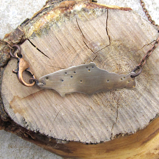 Handcrafted Sterling Silver Hooked Trout Pendant Necklace with Copper Chain