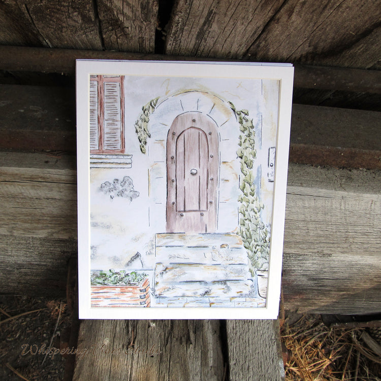 Original Watercolor Print - 8x10 Artistic Representation of Italian Door and Porch