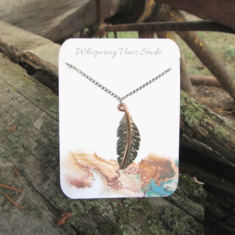 Chic Handcrafted Silver Feather Pendant with 18" Sterling Silver Chain