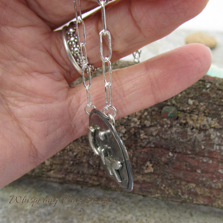 Fox and Moon Sterling Silver Necklace - Handmade Nature Inspired Jewelry