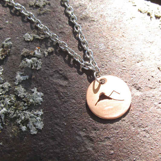 Dainty Handcrafted Mountain Disc Necklace with Sterling Silver Chain