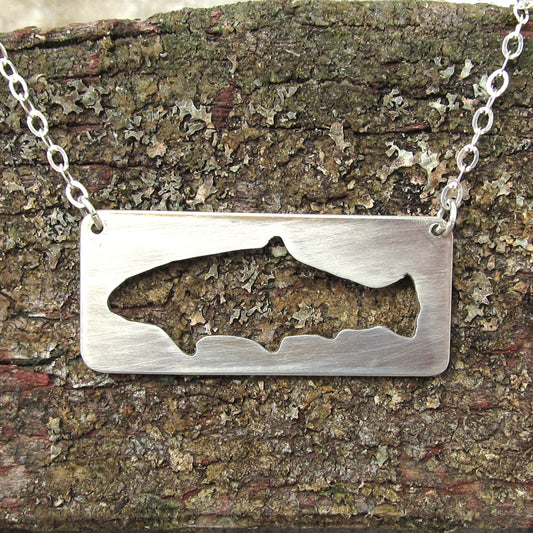 Handcrafted Sterling Silver Trout Silhouette Necklace