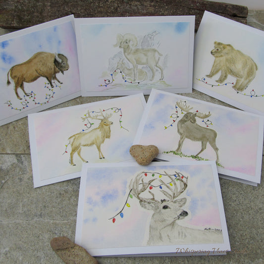 A Limited Edition Watercolor Print Christmas Cards - Set of six, Original Art from Montana