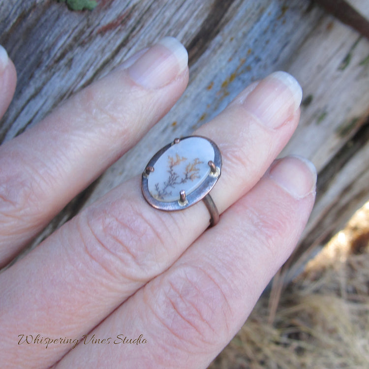 Unique Handcrafted Agate Size 5 Copper Ring - One of a Kind