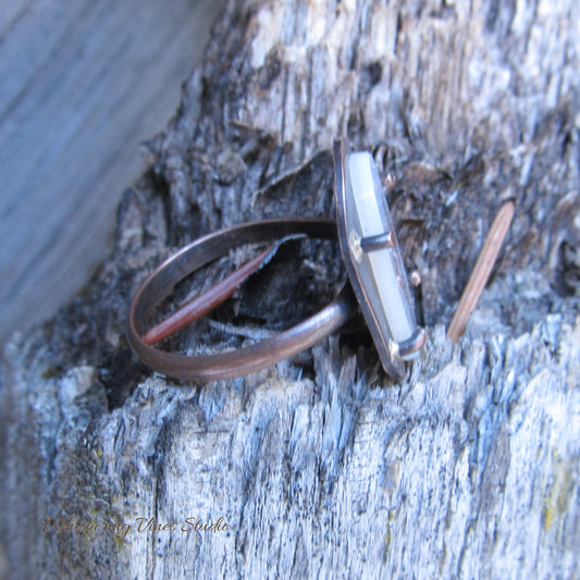 Unique Handcrafted Agate Size 5 Copper Ring - One of a Kind