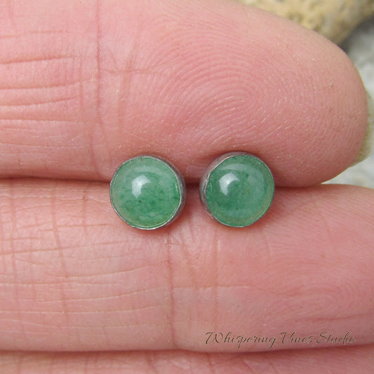 Aventurine Stud Earrings with Sterling Silver Ear Back
