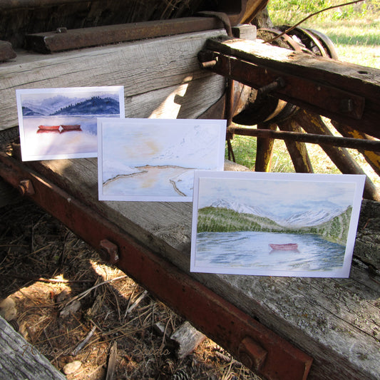 Boats and River Landscape Notecard Series, 4x6 Blank Greeting Cards, Original Watercolor Prints