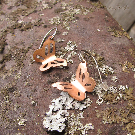 Hand Cut Butterfly Earrings with Sterling Silver Ear Wires