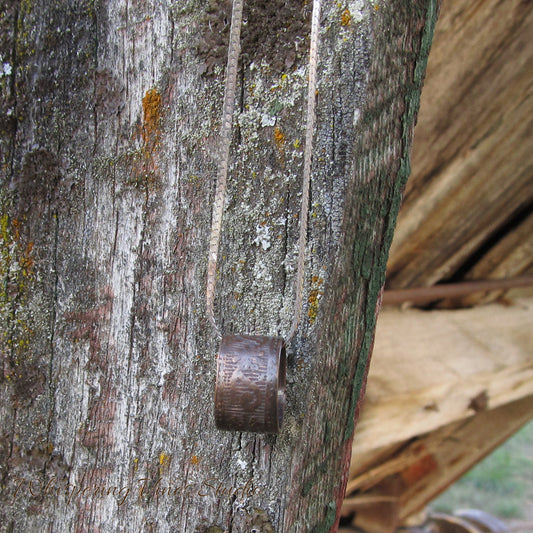 Handcrafted Embossed Ring Necklace with Sterling Silver Chain - Made in Montana