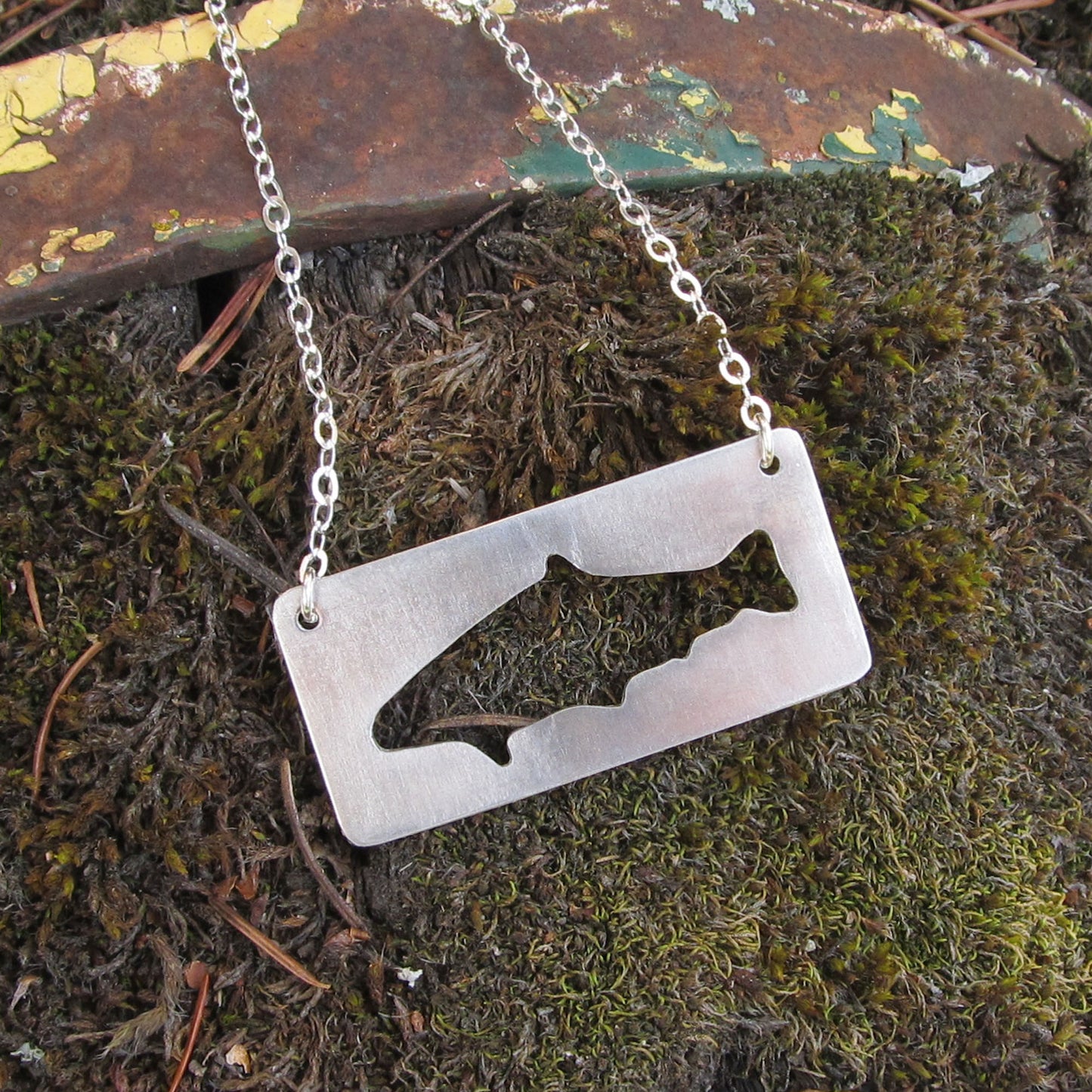 Handcrafted Sterling Silver Trout Silhouette Necklace