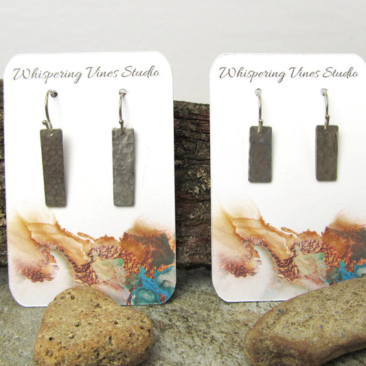 Magnificent Montana Handmade Sterling Hammered Dangle Earrings