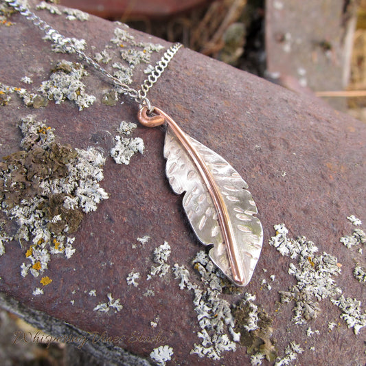 Chic Handcrafted Silver Feather Pendant with 18" Sterling Silver Chain